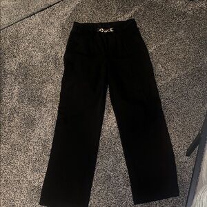 Maurices Black Wide-Leg Dress Pants with Chain Detail